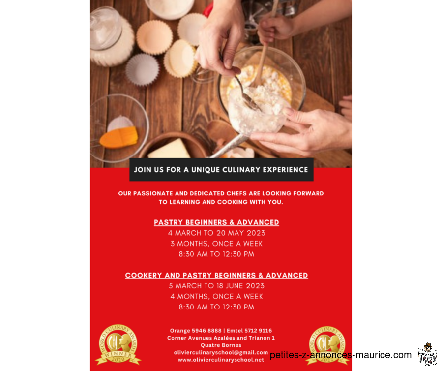 Cookery and Pastry Course Beginners & Advanced
