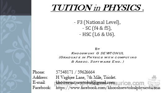 Tuition in Physics at Triolet from F3 up to HSC