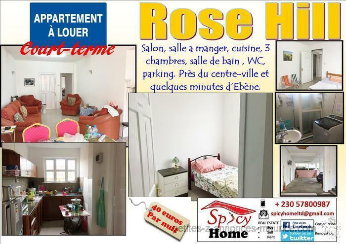 Appartement a Louer Rose Hill (Minimum une semaine ), Pres du Centre Ville
